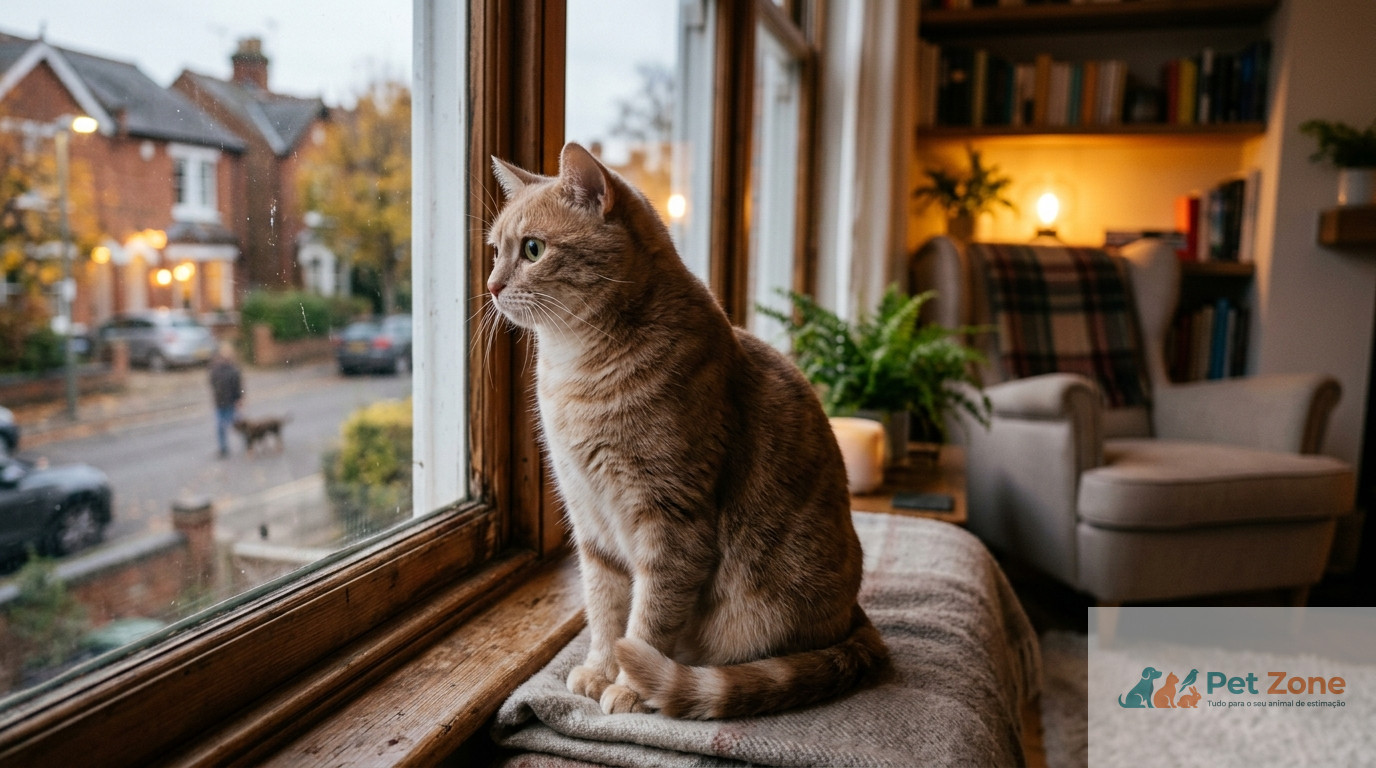 um gato sozinho na janela