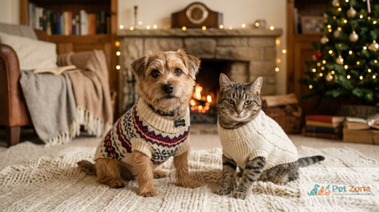 cuidados com roupa para animais no frio e perigos em casa