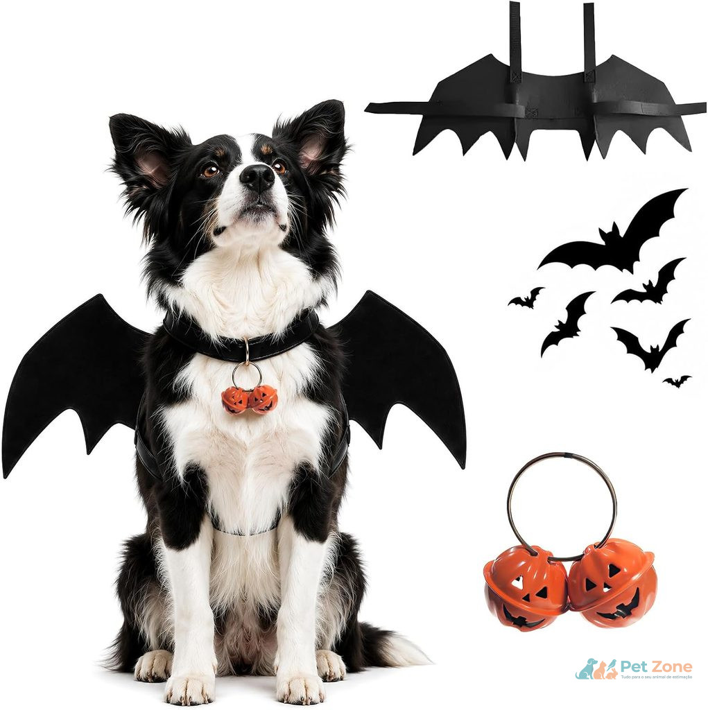 Disfarces de Halloween para Pets: 5 Ideias Divertidas e Cuidados de Segurança Asas de morcego ajustáveis para gatos e cães pequenos