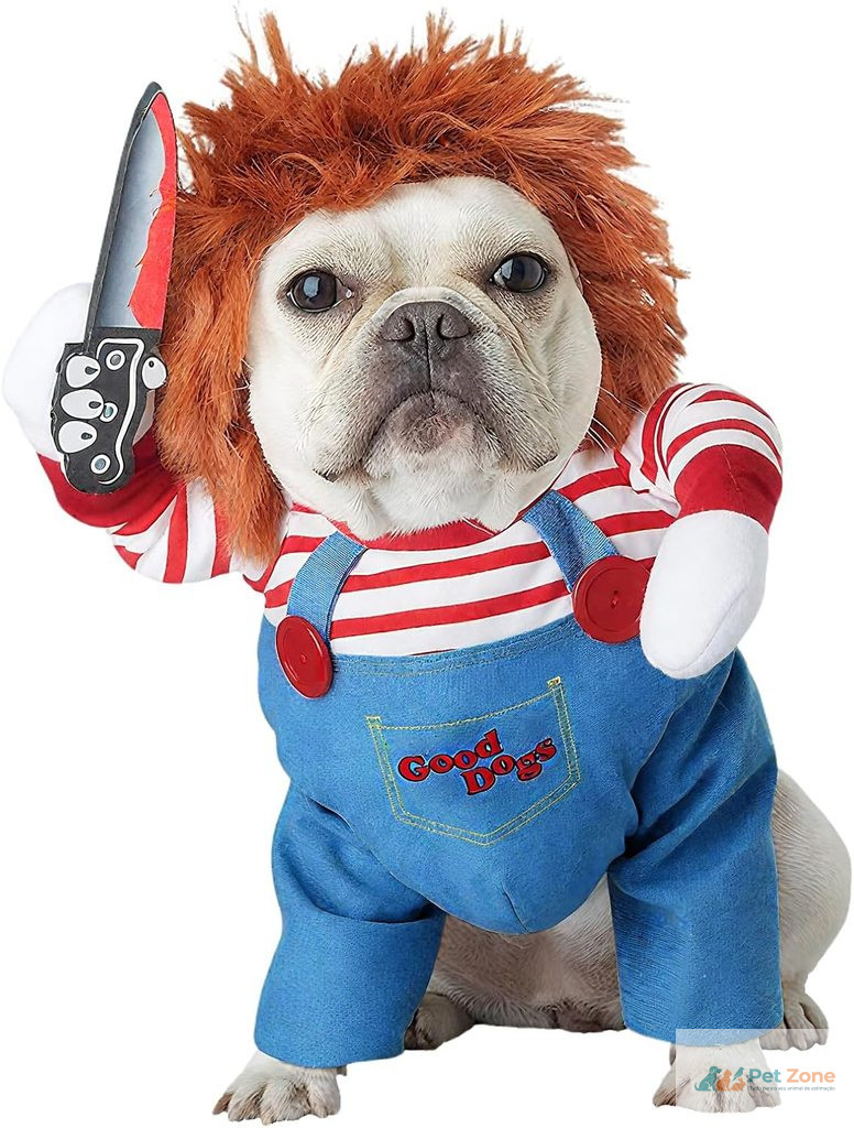 Disfarces de Halloween para Pets: 5 Ideias Divertidas e Cuidados de Segurança Fato de Halloween para cães com efeito de boneco assustador