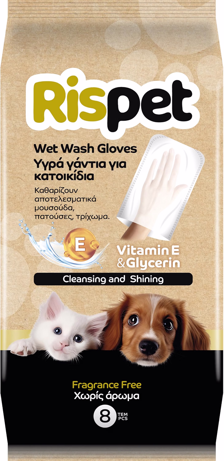 Toalhetes de luva desinfetantes para limpeza de cães