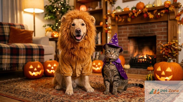 Cão com fato divertido sobre disfarces de halloween para pets