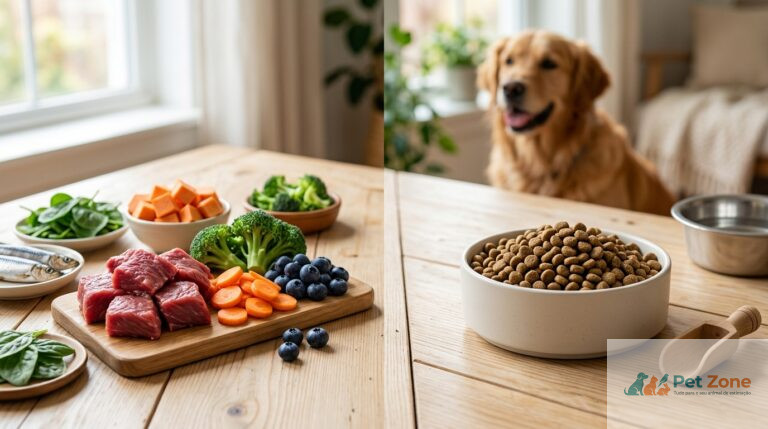Comparativo sobre alimentação caseira ou ração para cães e gatos