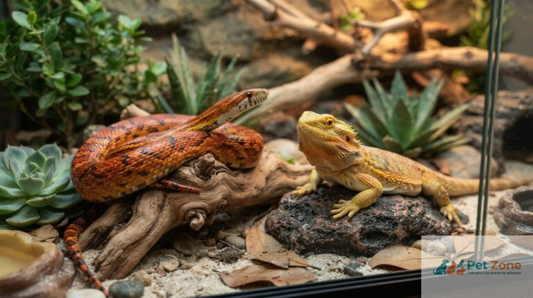 Cobra Rosy Boa e Kenyan Sand Boa num terrário aquecido adequado para iniciantes